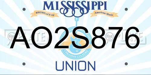 AO2S876 Mississippi License Plate