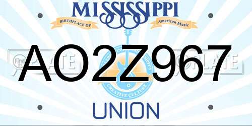 AO2Z967 Mississippi License Plate