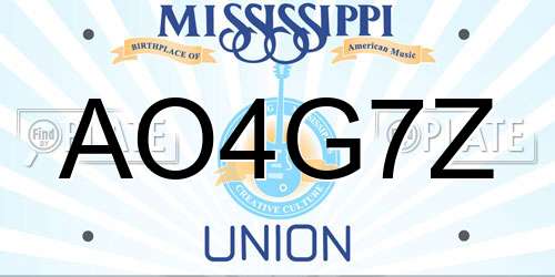 AO4G7Z Mississippi License Plate