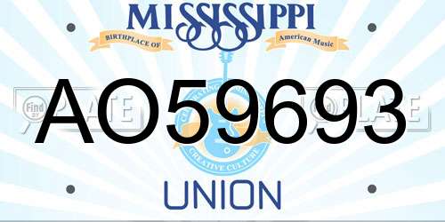 AO59693 Mississippi License Plate