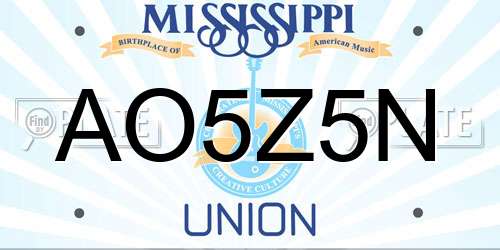 AO5Z5N Mississippi License Plate