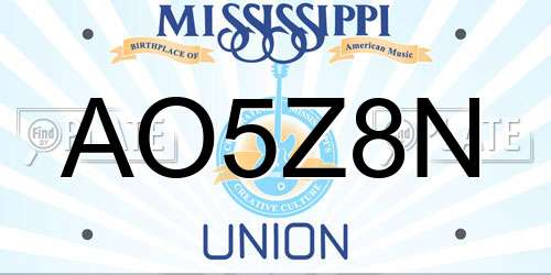 AO5Z8N Mississippi License Plate