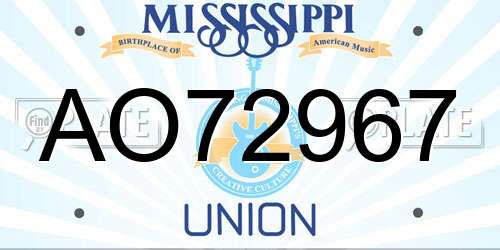 AO72967 Mississippi License Plate