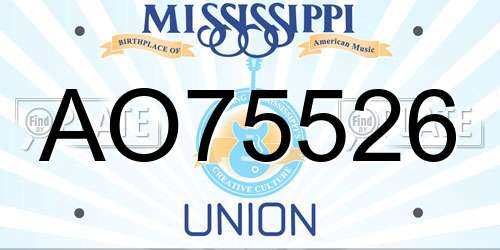 AO75526 Mississippi License Plate