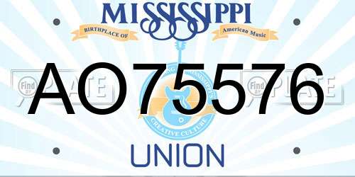 AO75576 Mississippi License Plate