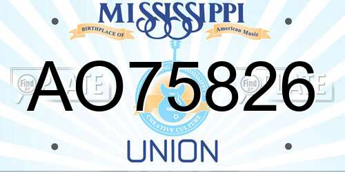 AO75826 Mississippi License Plate