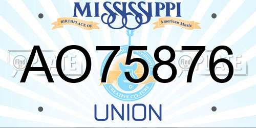 AO75876 Mississippi License Plate