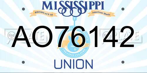 AO76142 Mississippi License Plate