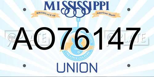 AO76147 Mississippi License Plate