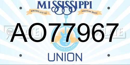 AO77967 Mississippi License Plate