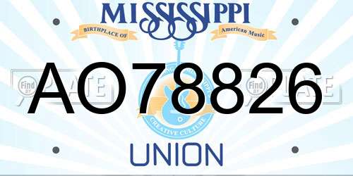 AO78826 Mississippi License Plate