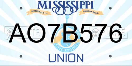 AO7B576 Mississippi License Plate