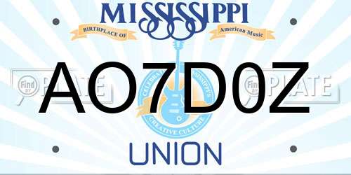 AO7D0Z Mississippi License Plate