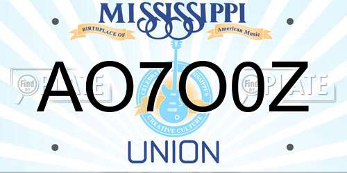 AO7O0Z Mississippi License Plate