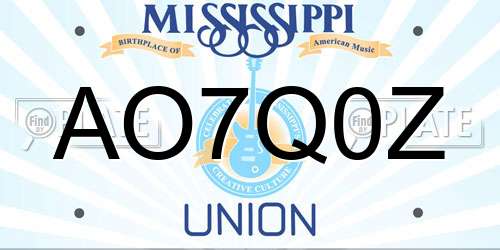 AO7Q0Z Mississippi License Plate