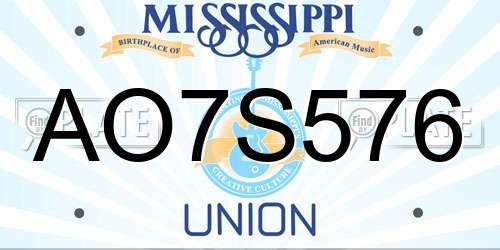 AO7S576 Mississippi License Plate