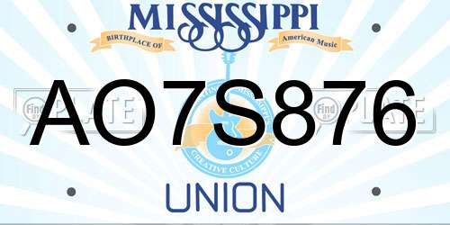 AO7S876 Mississippi License Plate