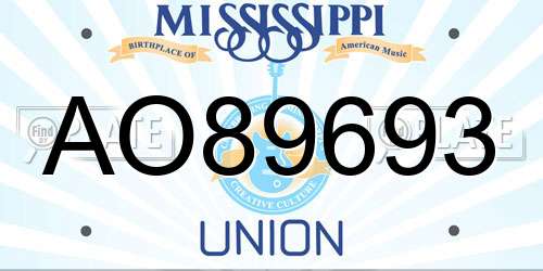 AO89693 Mississippi License Plate