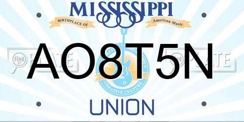 AO8T5N Mississippi License Plate