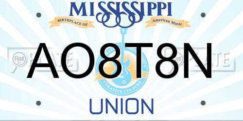AO8T8N Mississippi License Plate