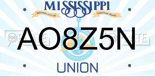 AO8Z5N Mississippi License Plate