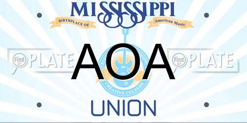 AOA Mississippi License Plate