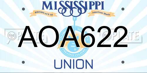 AOA622 Mississippi License Plate