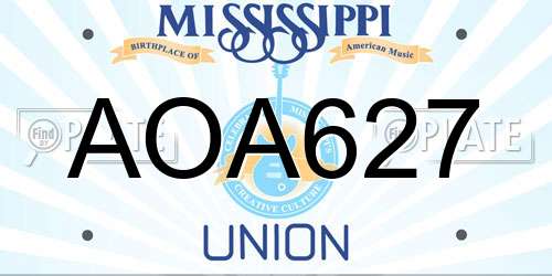 AOA627 Mississippi License Plate