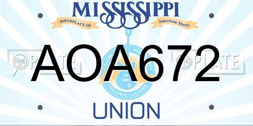 AOA672 Mississippi License Plate