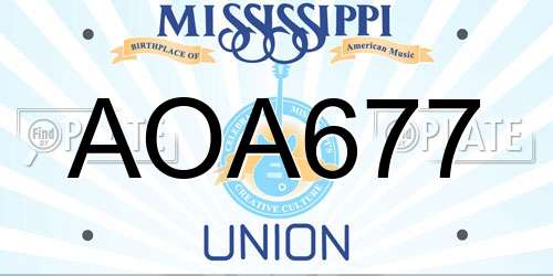 AOA677 Mississippi License Plate