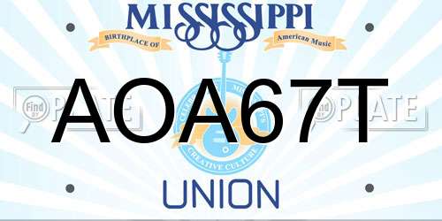 AOA67T Mississippi License Plate