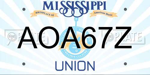 AOA67Z Mississippi License Plate