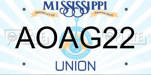 AOAG22 Mississippi License Plate