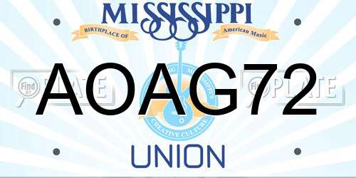 AOAG72 Mississippi License Plate