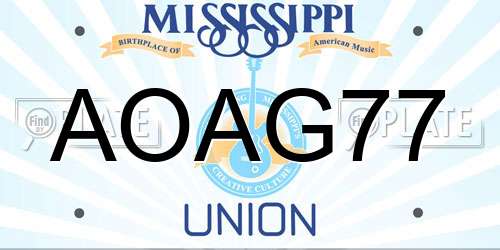 AOAG77 Mississippi License Plate