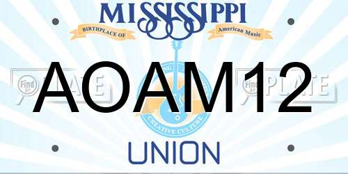 AOAM12 Mississippi License Plate