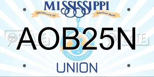 AOB25N Mississippi License Plate