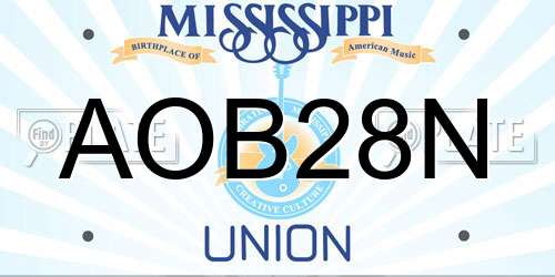 AOB28N Mississippi License Plate