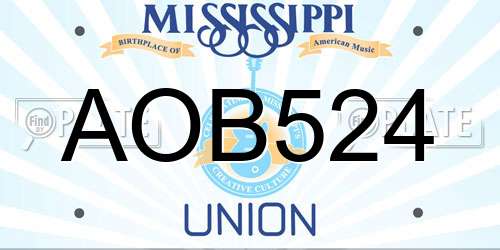 AOB524 Mississippi License Plate