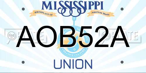 AOB52A Mississippi License Plate