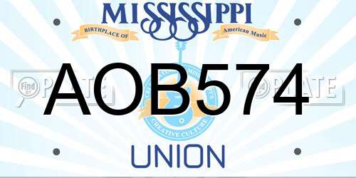 AOB574 Mississippi License Plate