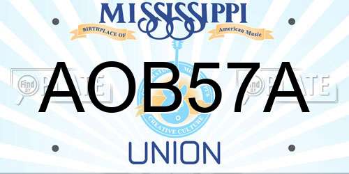 AOB57A Mississippi License Plate