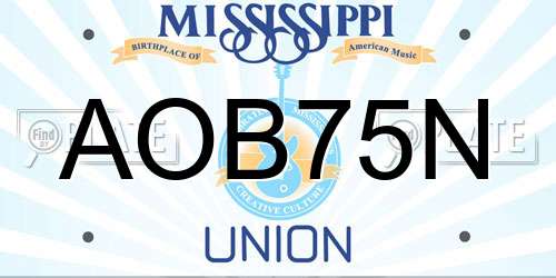 AOB75N Mississippi License Plate