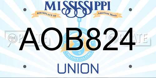 AOB824 Mississippi License Plate
