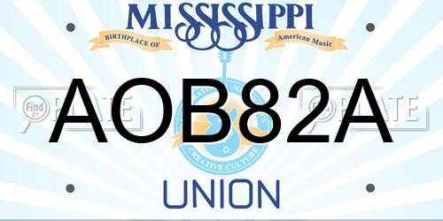 AOB82A Mississippi License Plate