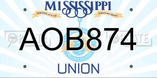 AOB874 Mississippi License Plate
