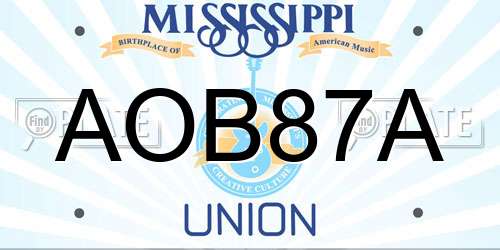 AOB87A Mississippi License Plate