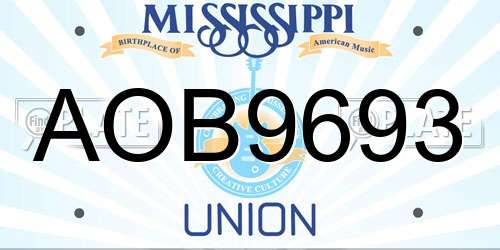 AOB9693 Mississippi License Plate