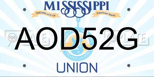 AOD52G Mississippi License Plate