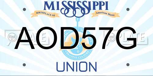 AOD57G Mississippi License Plate